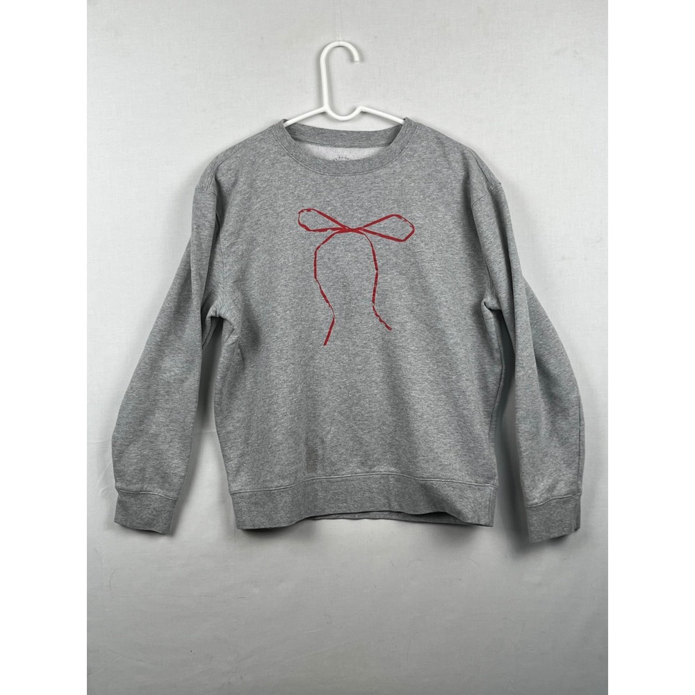 PS / LA Red Bow Graphic Sweatshirt Womens Medium Grey Crewneck Pullover